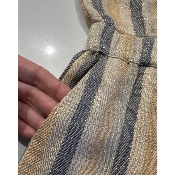 Louis Louise Paris Striped Metallic Romper Girls Size 6 Shimmer Button Front - Picture 7 of 8